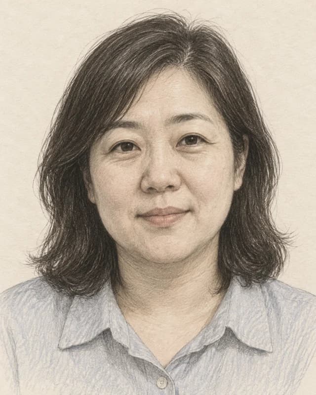 한지우 — 프론트엔드 엔지니어 (연필 드로잉)